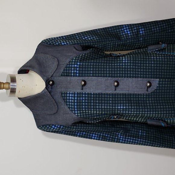 Custo Barcelona Retro Colorblock Button Down Mid Length Blazer Jacket Size 38=S - Picture 3 of 9